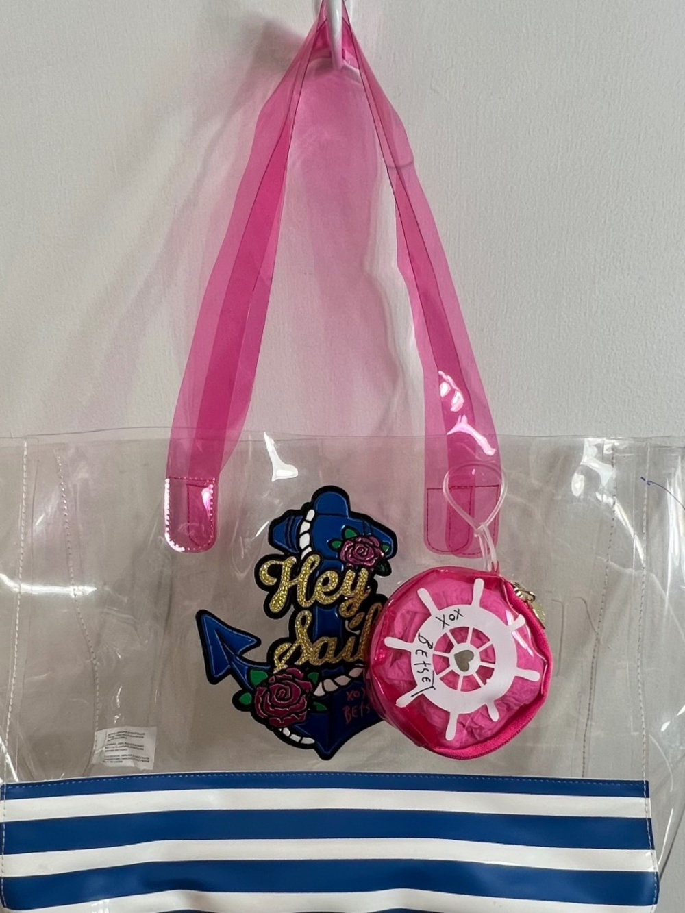 Betsey Johnson "Hey Sailor" Clear Vinyl Nautical Beach & Pool Tote